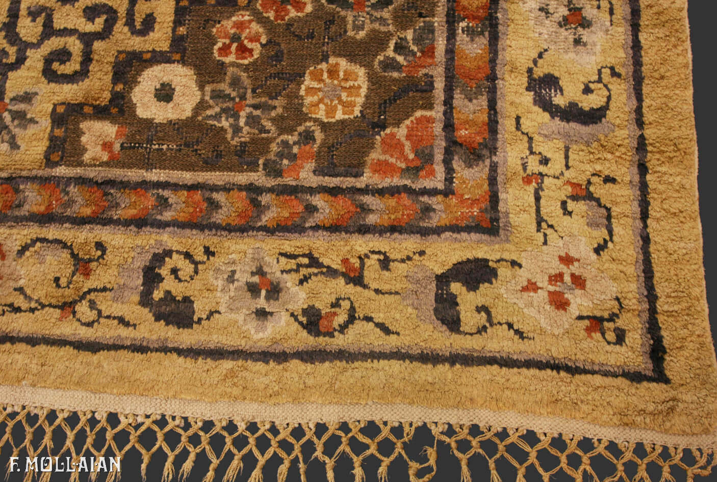 Antique Chinese Imperial Palace Ningxia Metal-Thread Souf Carpet (210x122 cm)